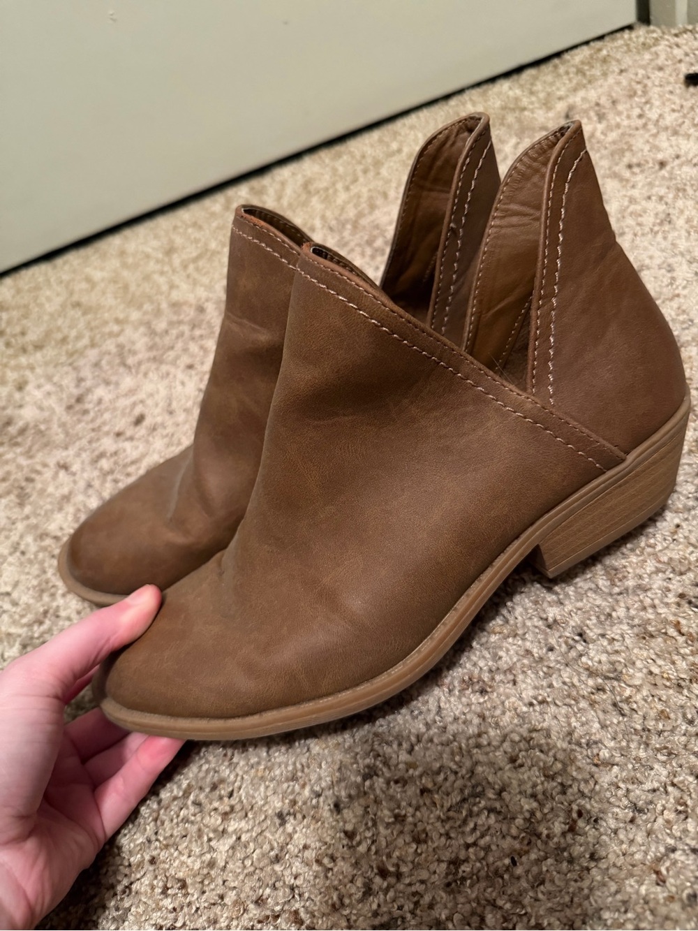Brown Women's Faux Leather Cutout Ankle Booties